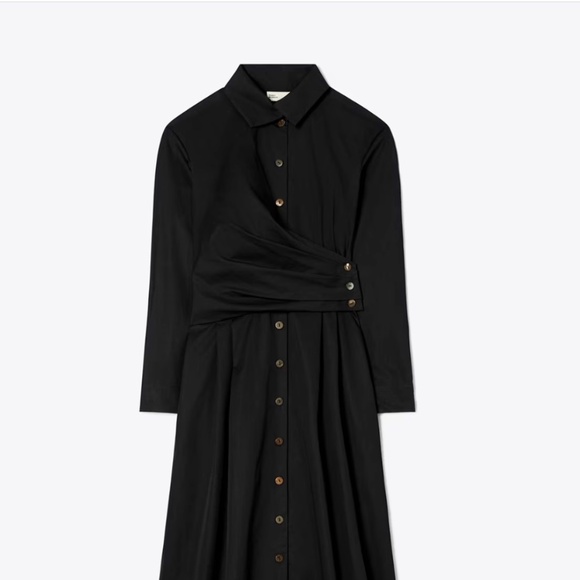 NWT Tory Burch Poplin Wrap Dress - Black - Size 4 - $798 - Picture 2 of 9